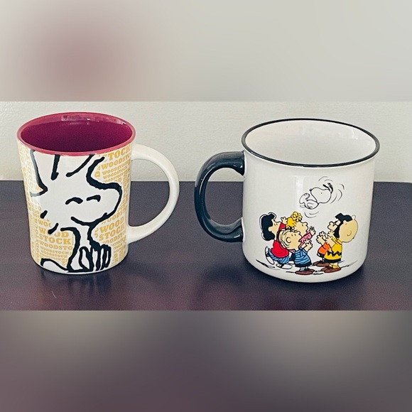 Gibson Other - Pair Of Peanuts Snoopy Mugs:Snoopy and the Gang 21oz & Woodstock 15oz In EUC
